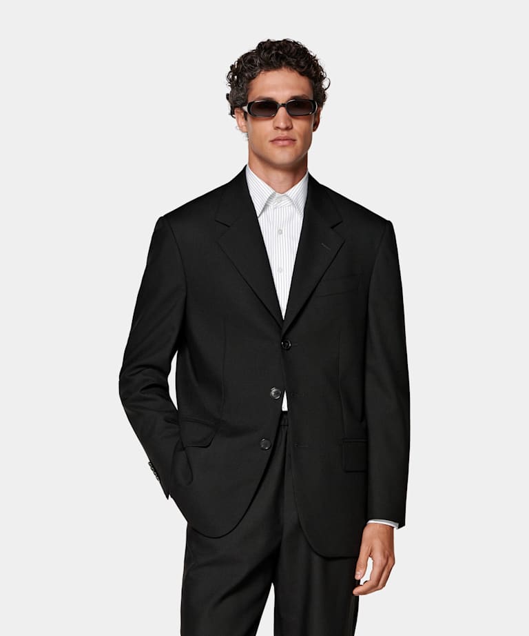 Black Relaxed Fit Roma Suit