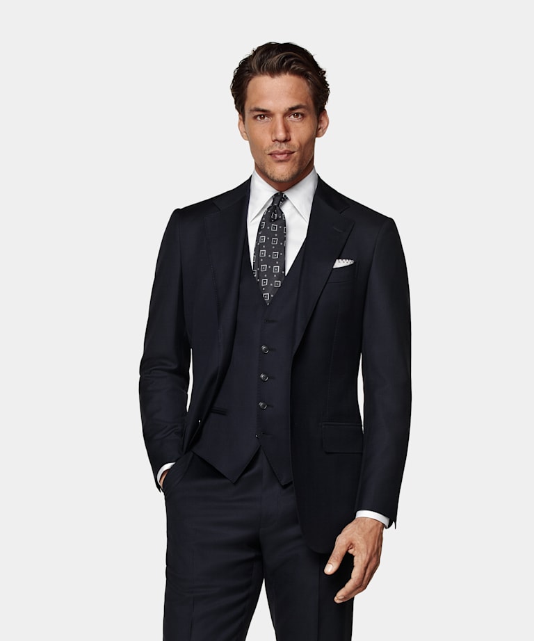 Navy Three-Piece Tailored Fit Havana Suit