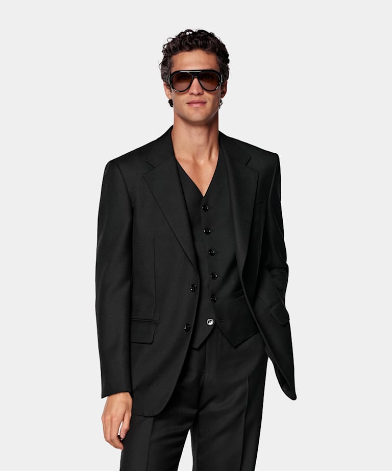 Black Relaxed Fit Roma Suit