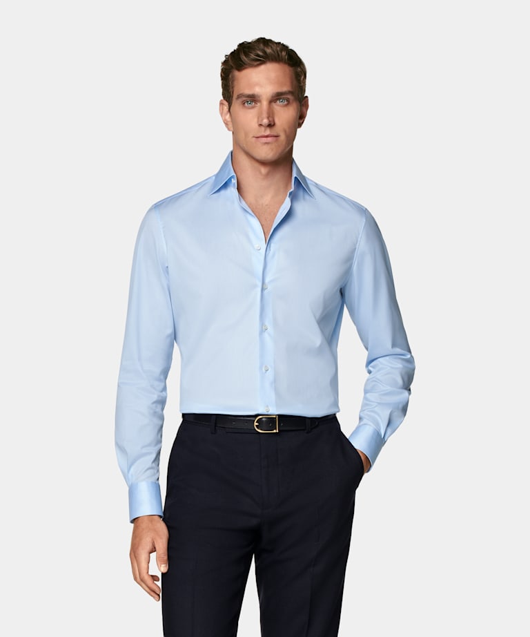 Light Blue Twill Tailored Fit Shirt