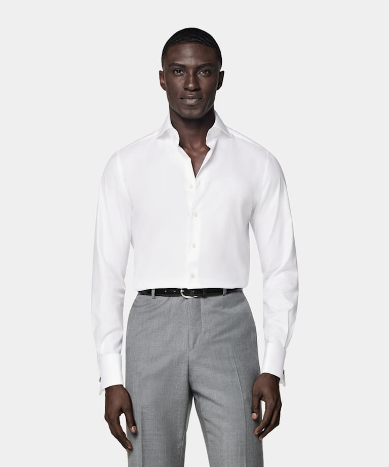 Camisa blanca corte Tailored doble puño