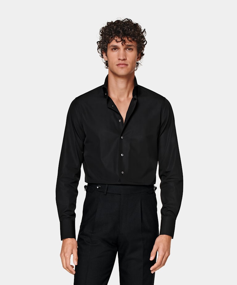 Camicia nera popeline tailored fit