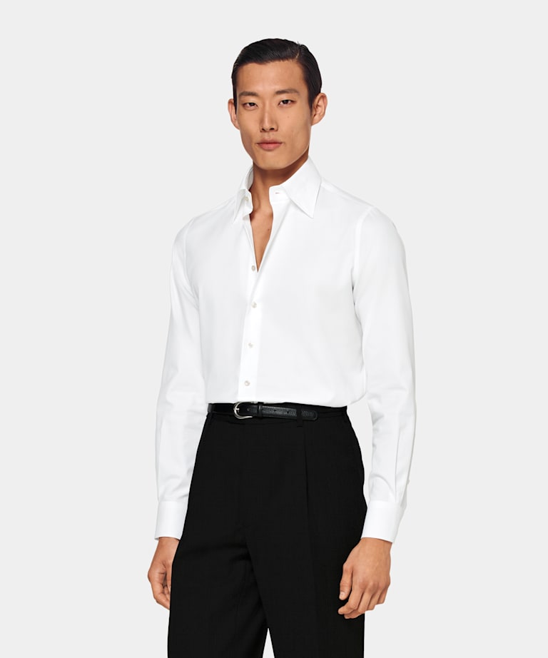 Camicia bianca tailored fit colletto largo classico
