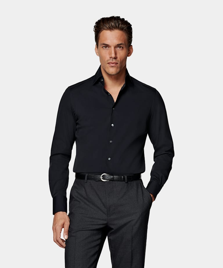 Navy Poplin Tailored Fit Shirt