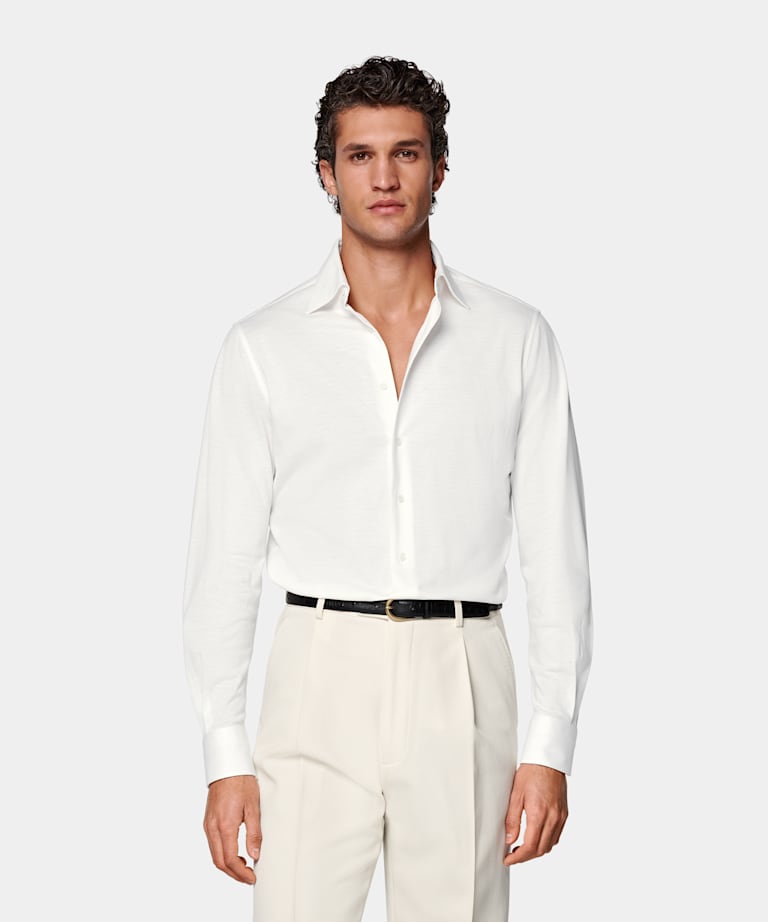 Camicia color panna tailored fit