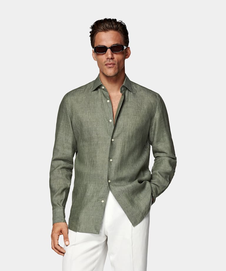 Koszula tailored fit zielona