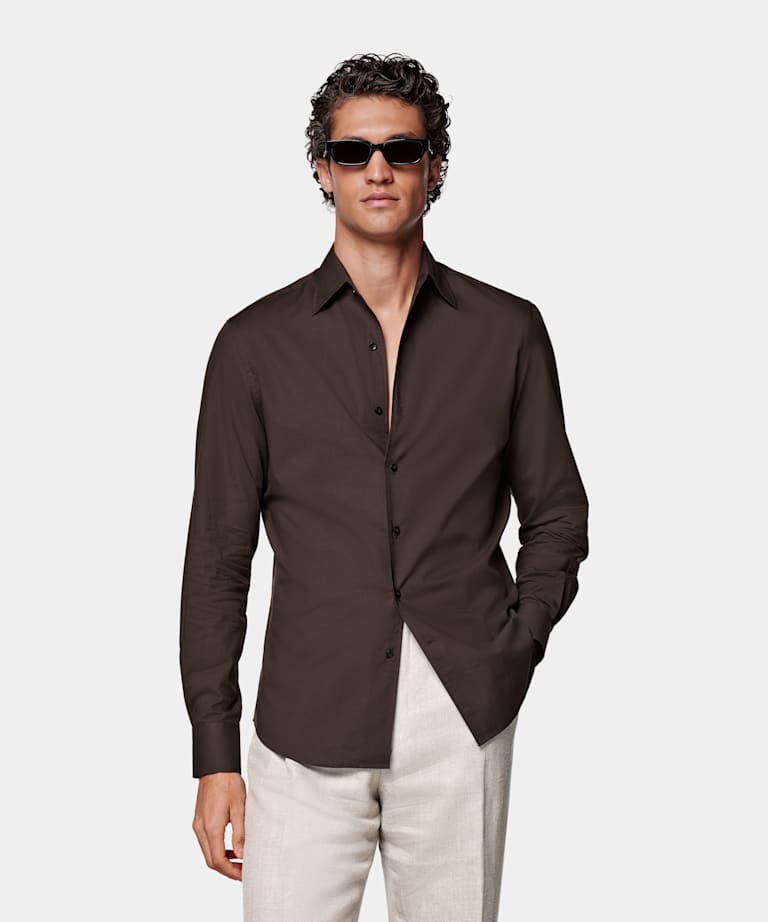 Brown Tailored Fit Shirt