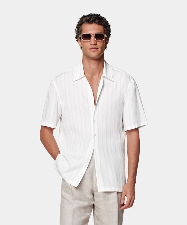 White Striped Short Sleeve Shirt