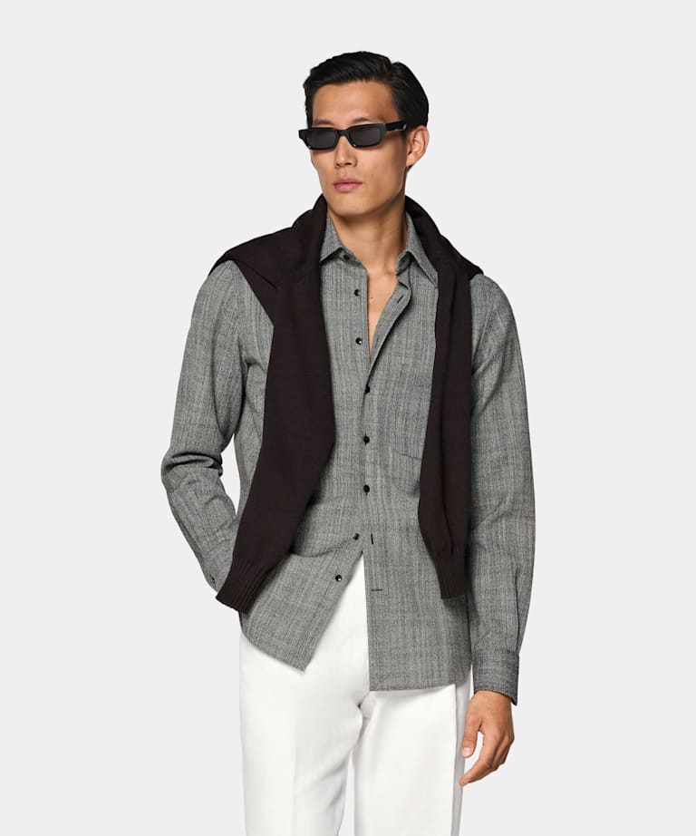 Black Wool Blend Overshirt