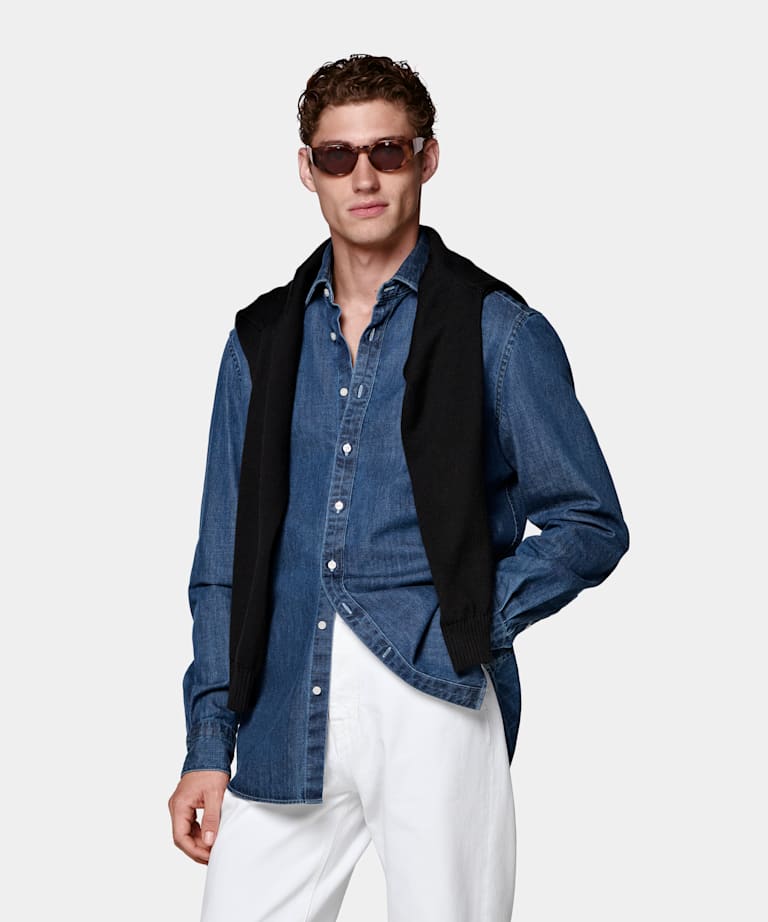 Dark Blue Denim Shirt