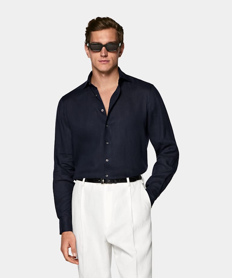 Navy Linen Shirt