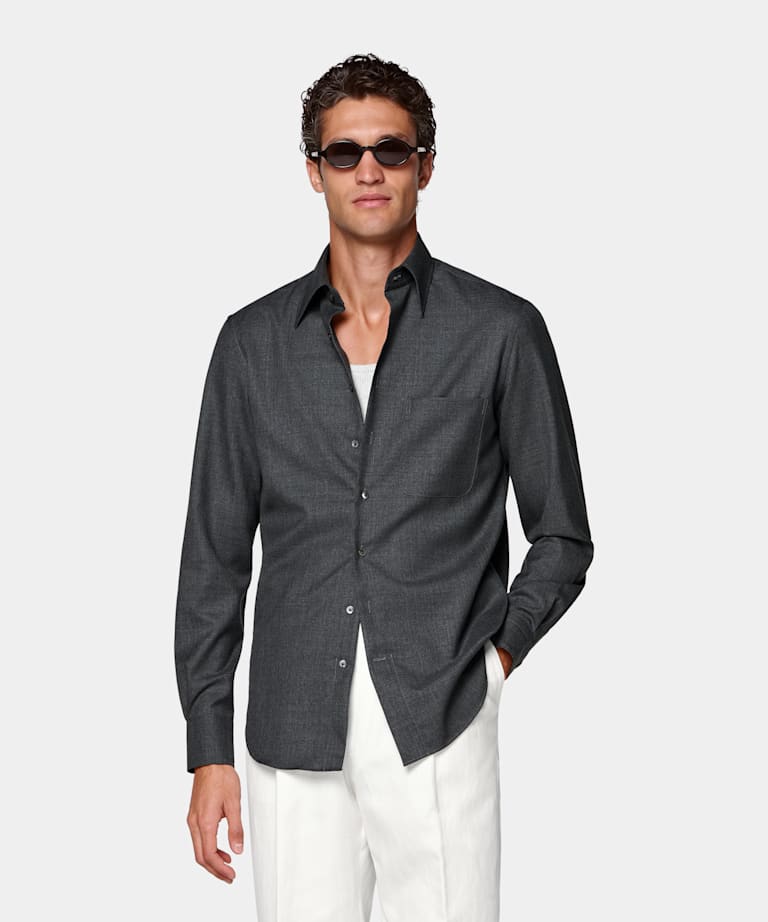 Dark Grey Wool Overshirt