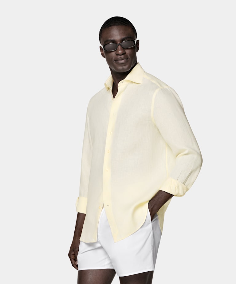 Light Yellow Linen Shirt