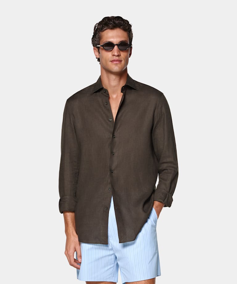 Dark Brown Linen Shirt