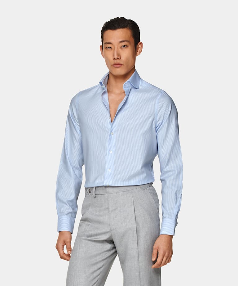 Light Blue Striped Oxford Extra Slim Fit Shirt