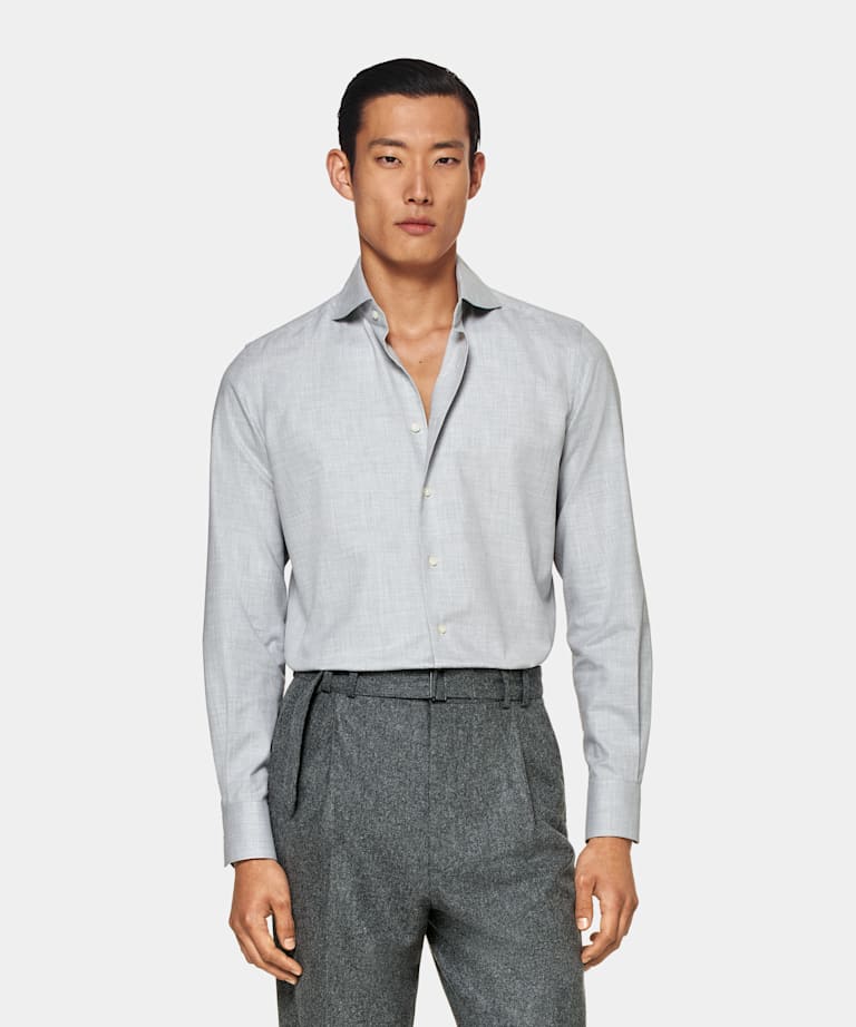 Light Grey Twill Extra Slim Fit Shirt