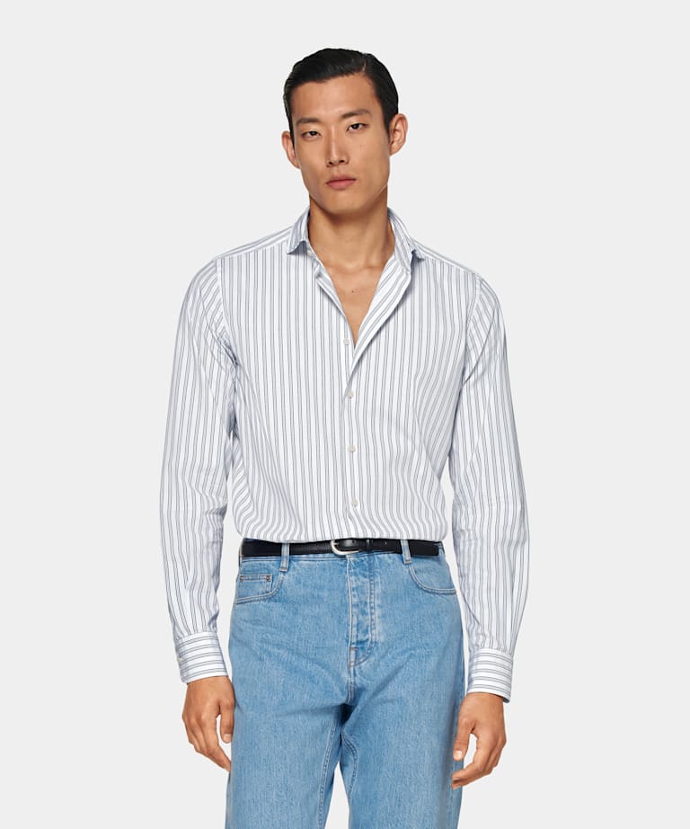 Dark Blue Striped Extra Slim Fit Shirt