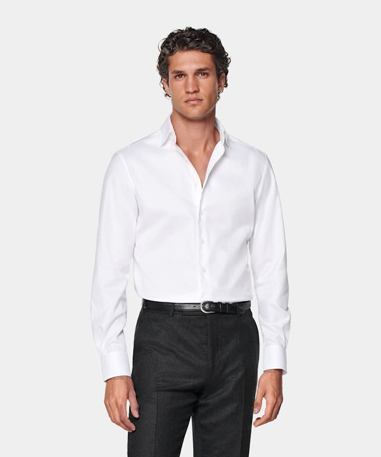 White Twill Tailored Fit Shirt