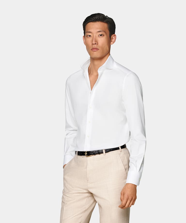 White Twill Tailored Fit Shirt