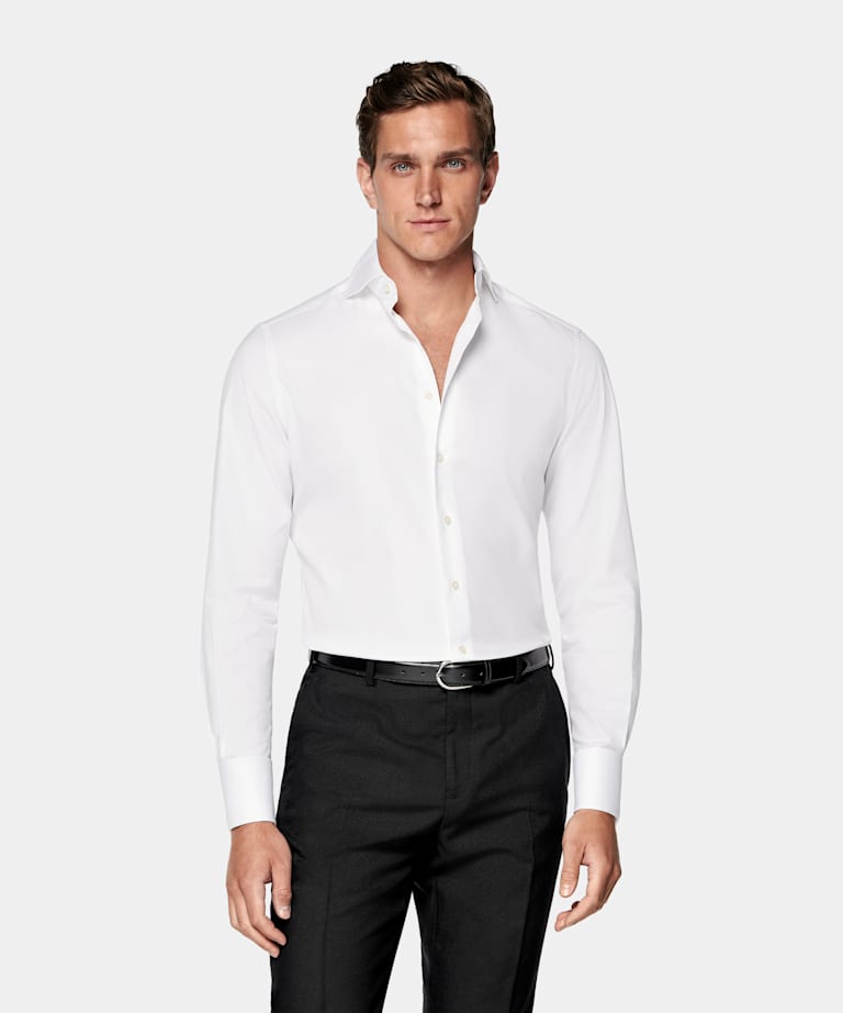 White Cutaway Collar Shirt