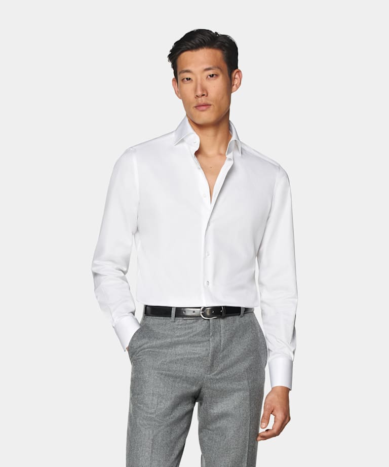 Chemise coupe Tailored en twill blanche