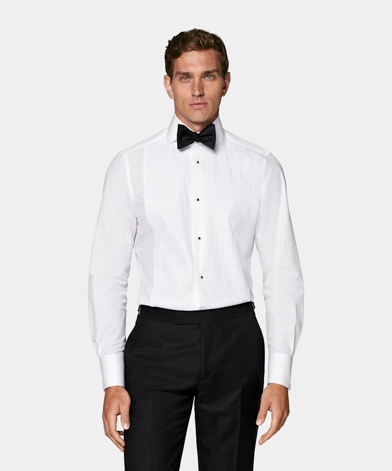 Chemise de smoking plissée coupe Tailored blanche