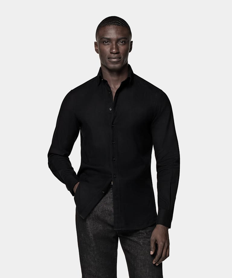 Black Tailored Fit Shirt