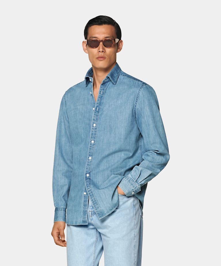 Mid Blue Cotton Shirt