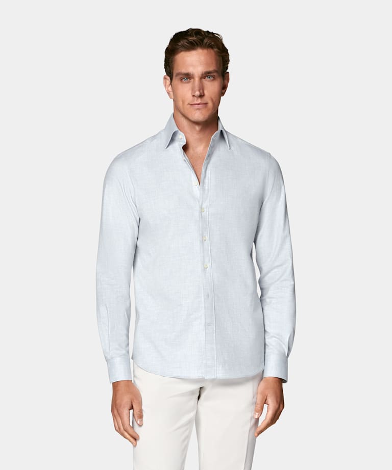 Light Blue Cotton Flannel Shirt