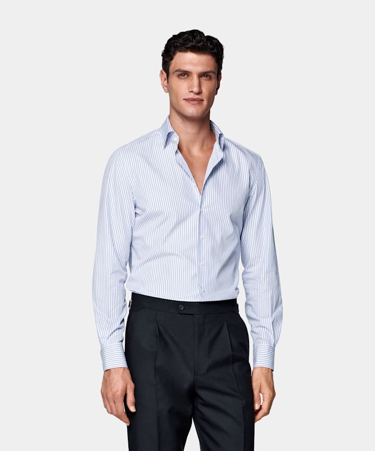 White Striped Classic Collar Shirt
