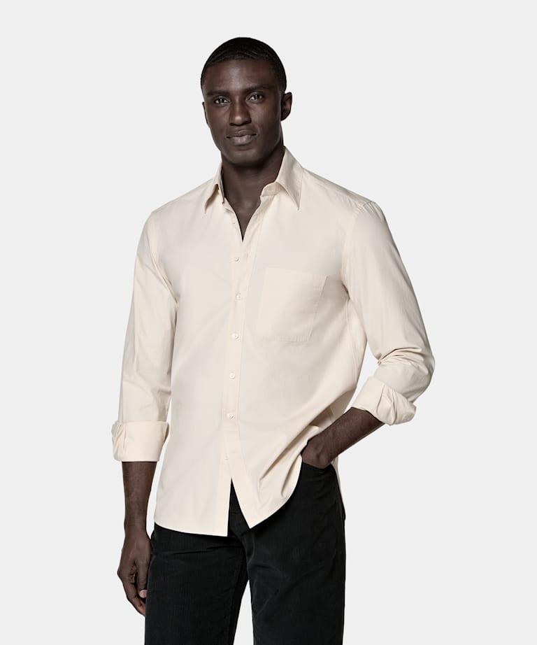 Chemise marron clair en coton