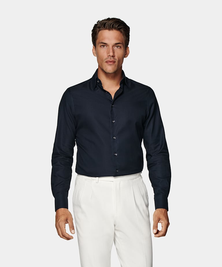 Camicia Royal Oxford navy vestibilità slim