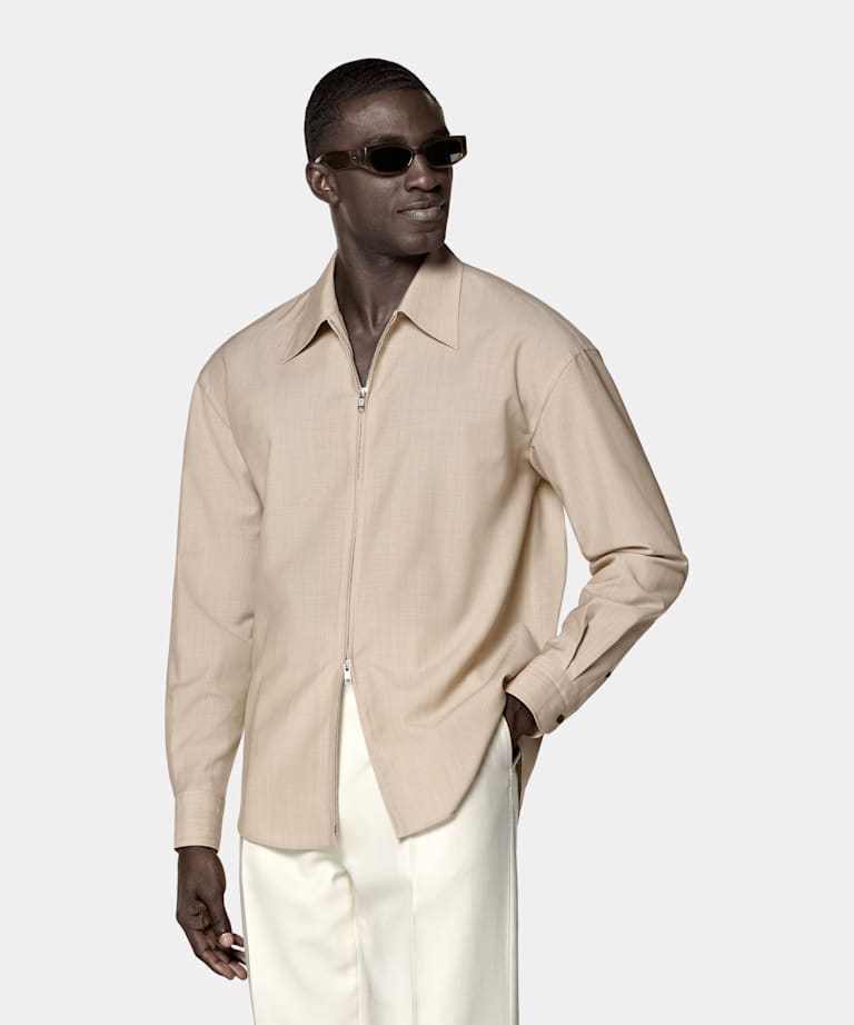 Light Brown Wool Mohair Overshirt