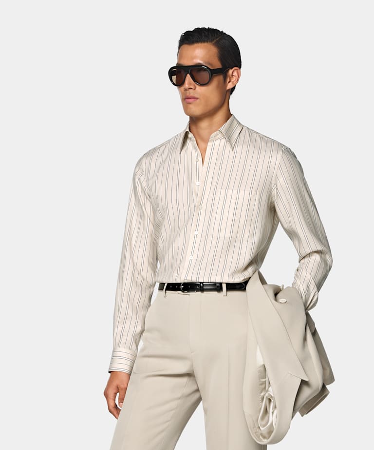 Light Yellow Striped Lyocell Shirt