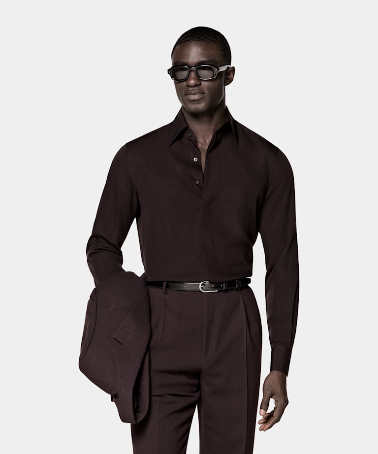 Dark Red Lyocell SIlk Shirt