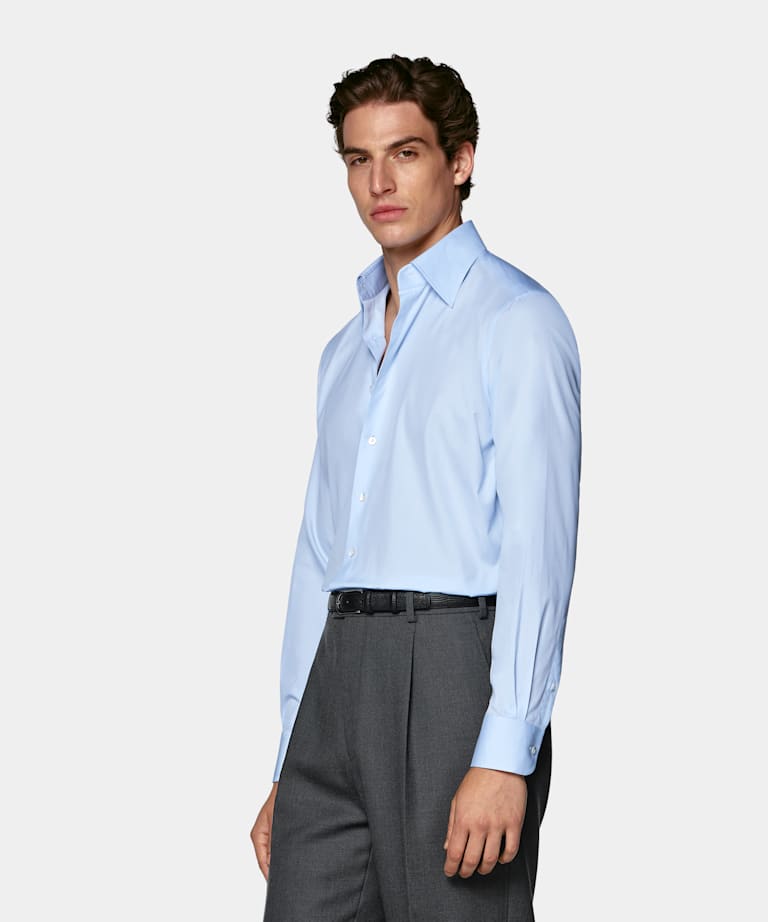 Light Blue Point Collar Shirt