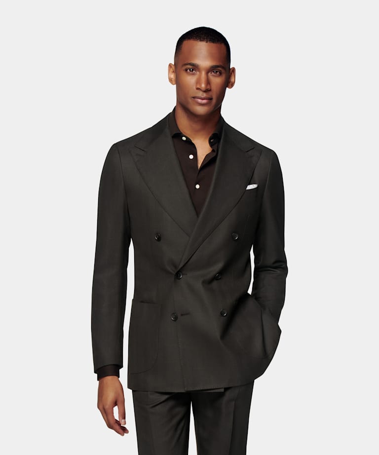 Dark Brown Herringbone Havana Suit