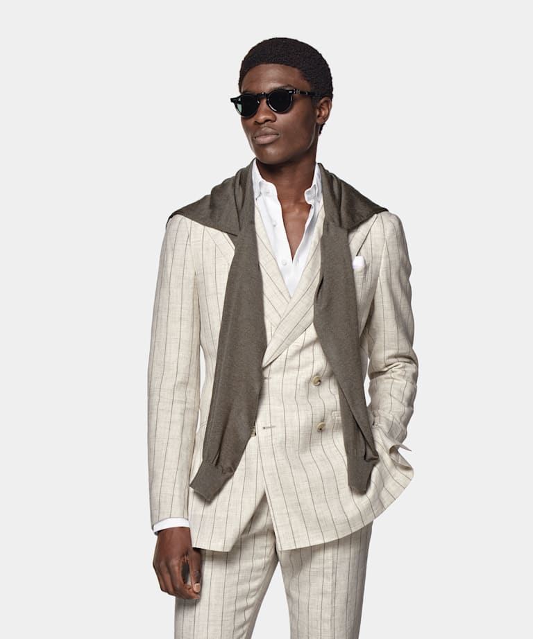 Sand Striped Havana Suit