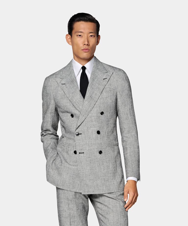 Black Checked Tailored Fit Havana Suit