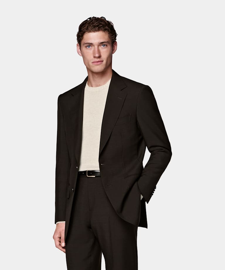 Dark Brown Tailored Fit Milano Suit