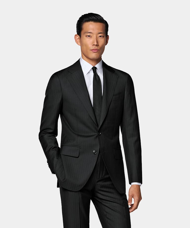 Traje Havana negro a rayas corte Tailored Fit