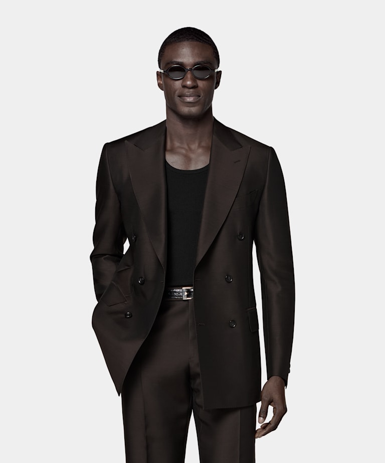 Dark Brown Tailored Fit Milano Suit