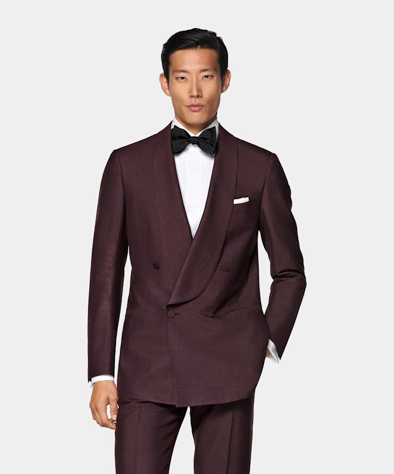 Burgundy Tailored Fit Milano Tuxedo