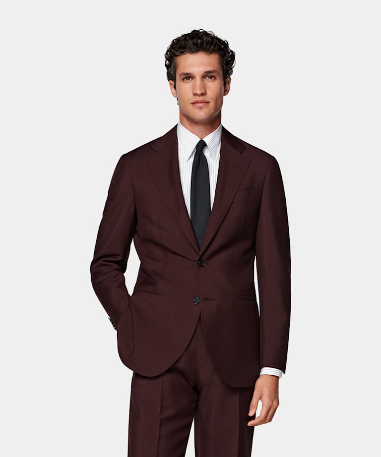 Burgundy Tailored Fit Havana Suit