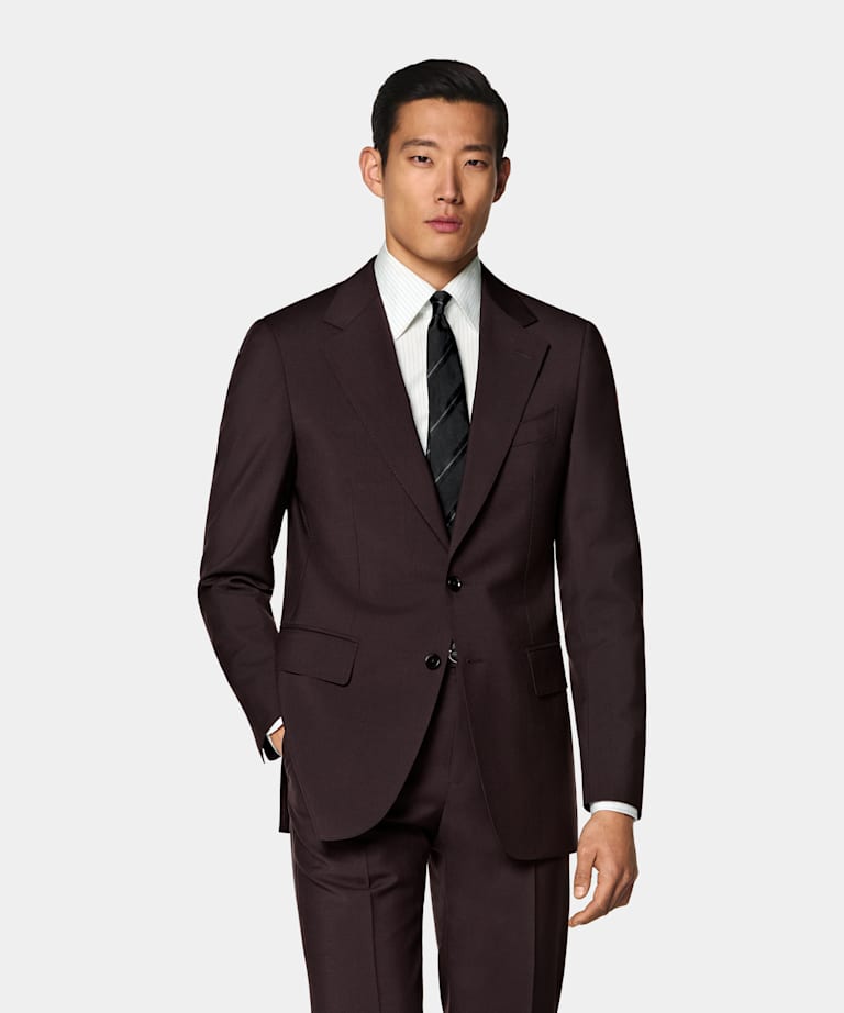 Dark Red Tailored Fit Milano Suit