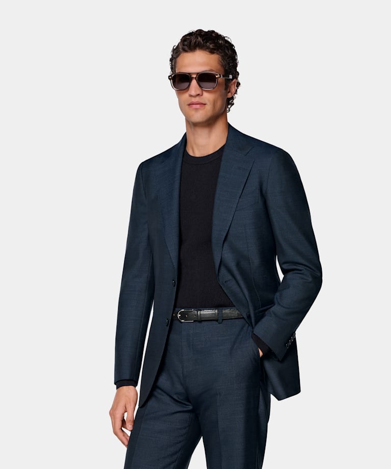 Navy Checked Perennial Tailored Fit Havana Suit