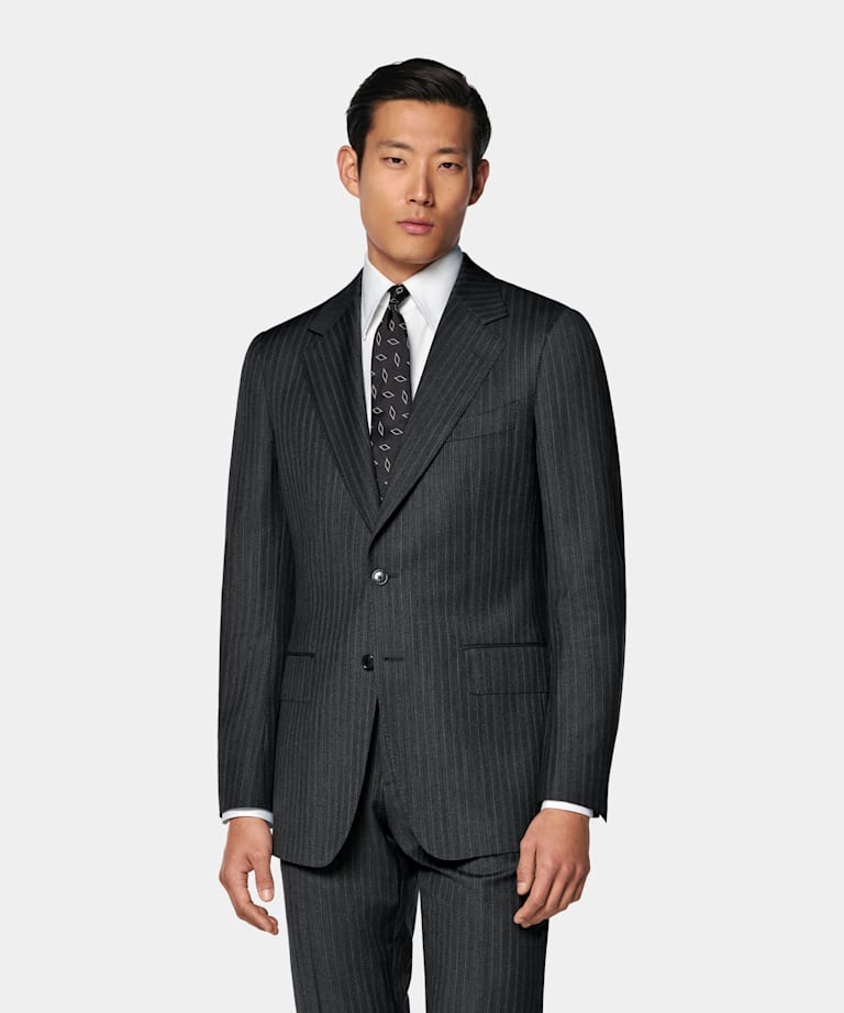 Traje Havana gris oscuro a rayas corte Tailored
