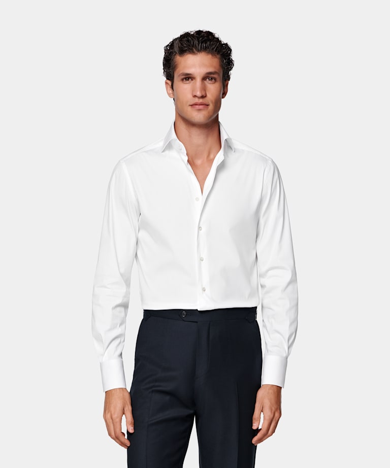 Navy Bird's Eye Straight Leg Suit Trousers