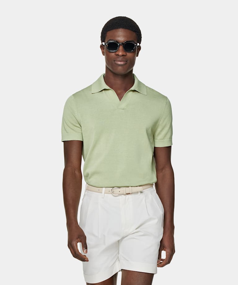 Light Green Buttonless Polo Shirt 