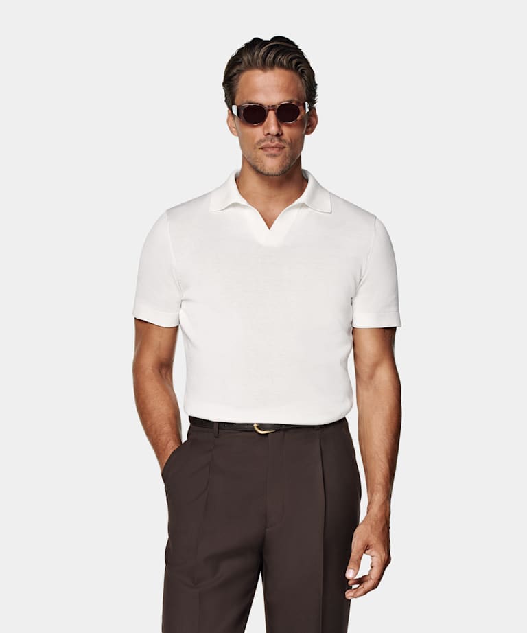 Polo sans boutons blanc cassé